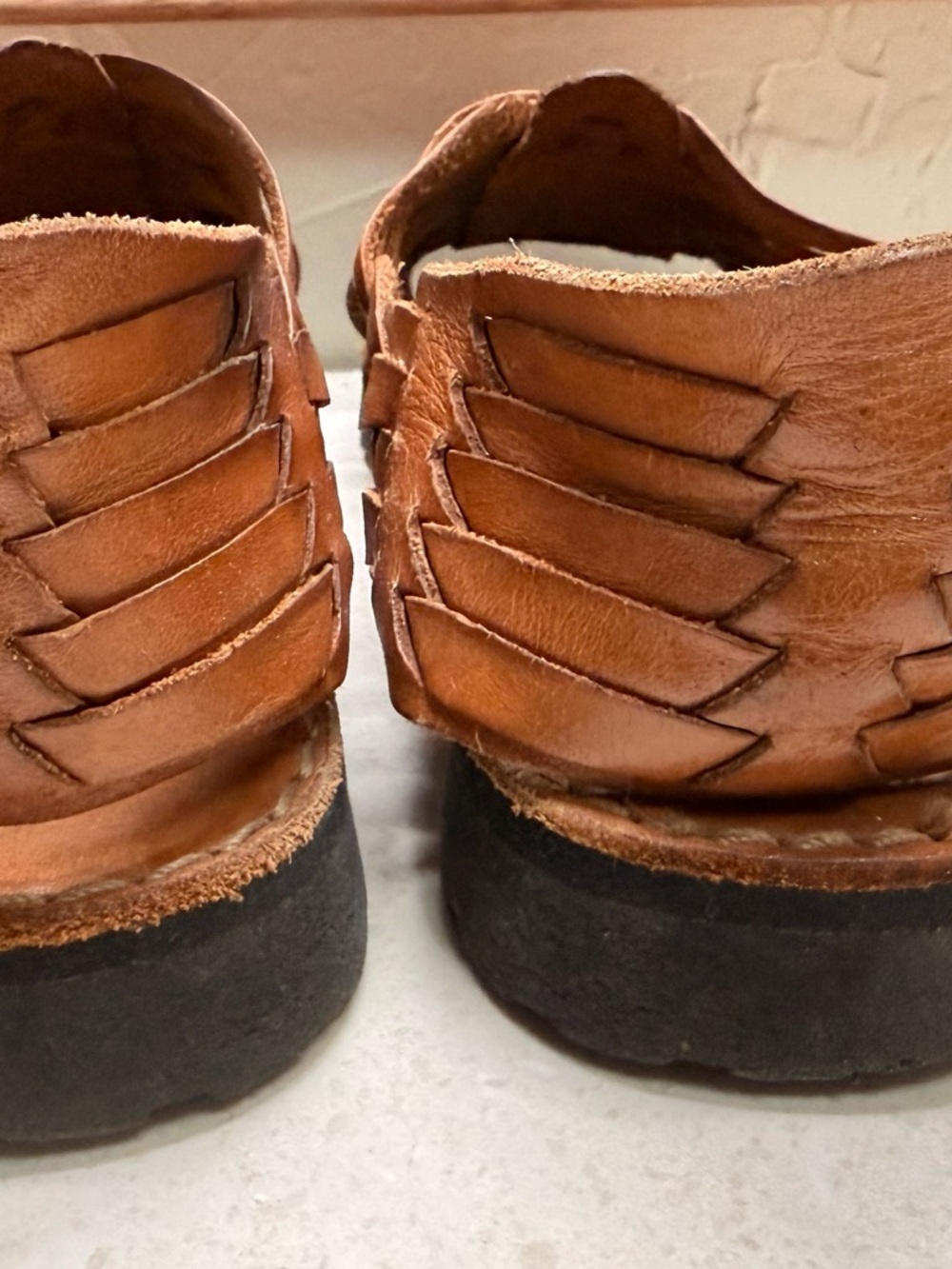 Brand X Handwoven Leather Huarache Sandals - Brown sz 8 - Picture 6 of 6